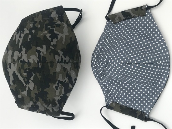 Camouflage With White On Grey Polka Dot Reverse  - Reversible Limited Edition Face Mask image 0
